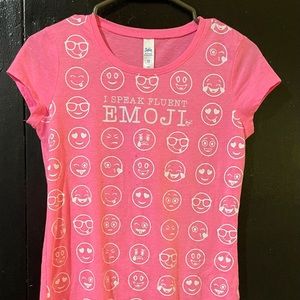 Girls T-shirt-Pink w/white Emojis
